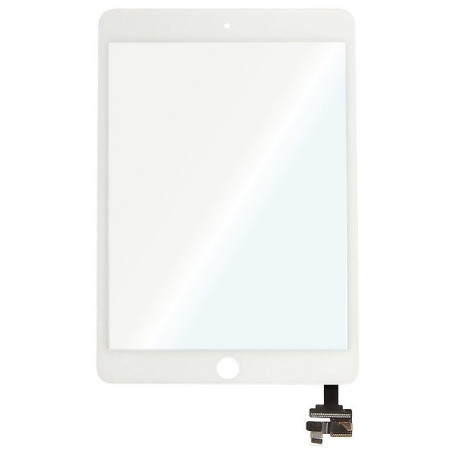 Vitre tactile blanche connecteur soudé iPad Mini 3