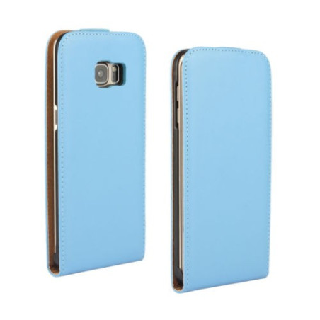 Etui cuir à clapet Samsung Galaxy S6 Edge Bleu ciel